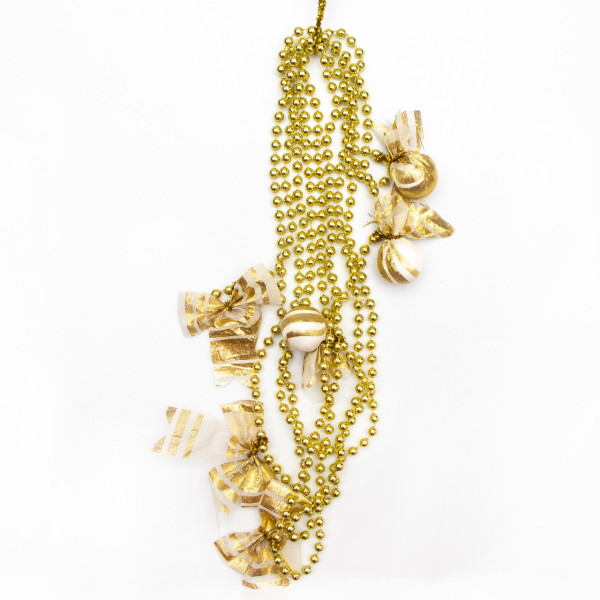 Намисто на ялинку з прикрасами, 2,7 м, золотистий, пластик, текстиль (471171-2)