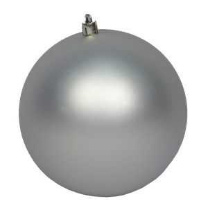 Велика ялинкова іграшка - куля, 25 см, срібляста, матова, пластик (034161)