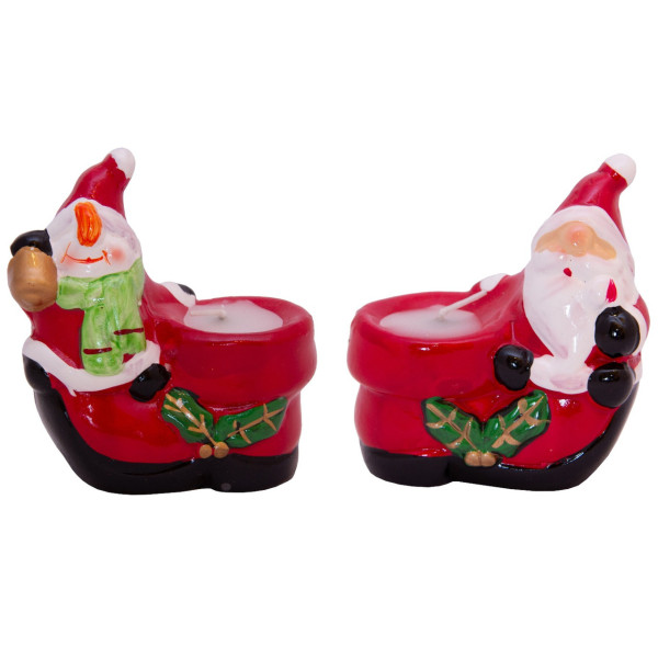 Підсвічник - Санта (Дід Мороз) зі свічкою, 9x5,8x9,5 см, червоний, кераміка (442621-1)