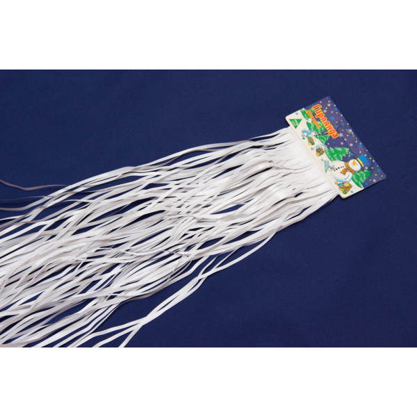 Новорічна прикраса - дощик хвилястий, 150x24 см, ПВХ, білий (ГДВ-240/1,5-5)