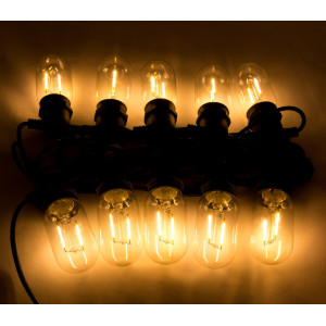 Світлодіодна гірлянда, 8,4 м, 10 ламп E27 з двома нитками, подовжувач, теплий білий, IP44 (930066)