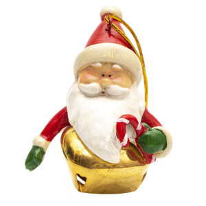 Декоративна фігурка - Санта (Дід Мороз), 7,5 см, червоний з білим, кераміка (021673)