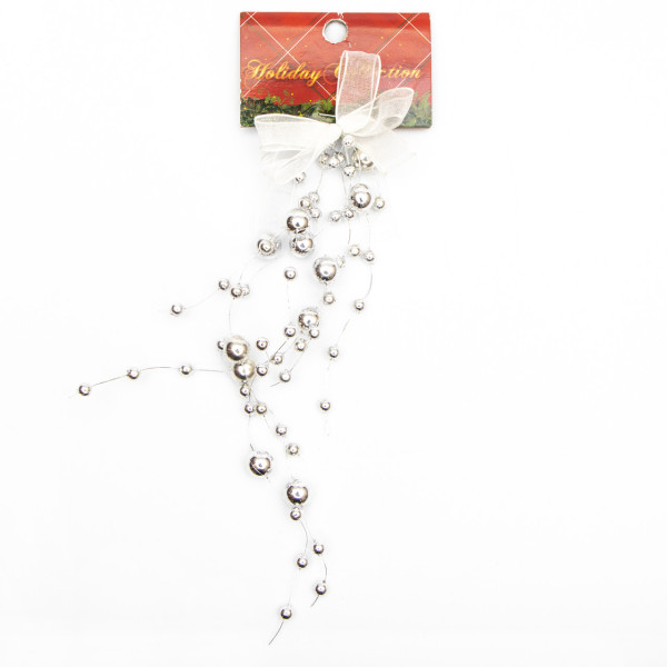 Новорічна прикраса - підвіска гроно, 20 см, сріблястий, пластик (001279-9)