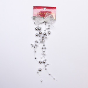 Новорічна прикраса - підвіска гроно, 20 см, сріблястий, пластик (001279-9)