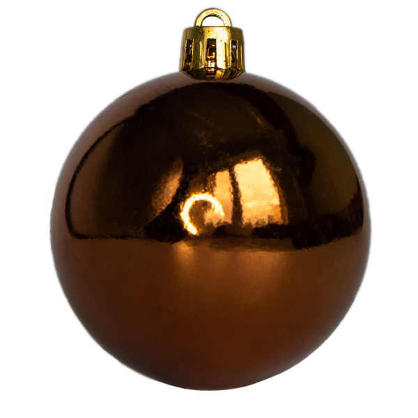 Набір ялинкових іграшок - кулі, 6 шт, D6 см, глянець, шоколадний, пластик (251512)