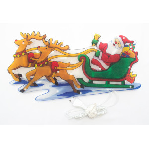 Світлодіодна декорація - Санта (Дід Мороз) на санях з оленями, 44,5x245 см, 20л, IP20 (640065)