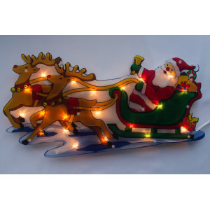 Світлодіодна декорація - Санта (Дід Мороз) на санях з оленями, 44,5x245 см, 20л, IP20 (640065)