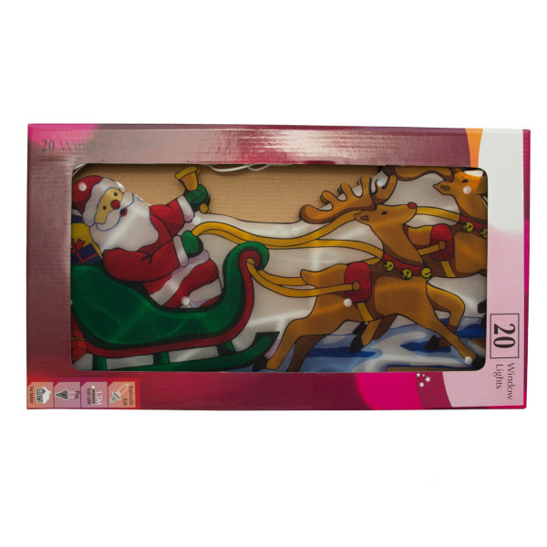 Світлодіодна декорація - Санта (Дід Мороз) на санях з оленями, 44,5x245 см, 20л, IP20 (640065)