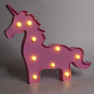 Світлодіодний світильник, Єдиноріг на підставці, нічник, 9L, 28x3x23 см, 2 АА батарейки (140762)