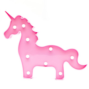 Світлодіодний світильник, Єдиноріг на підставці, нічник, 9L, 28x3x23 см, 2 АА батарейки (140762)