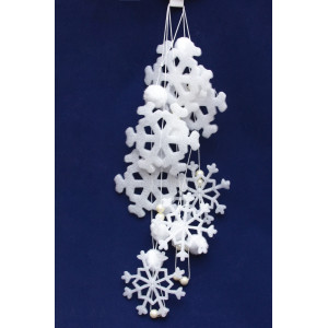 Новорічна прикраса - гірлянда з пінопластових фігурок, 2 м, білий, пінопласт, бавовна (200176)