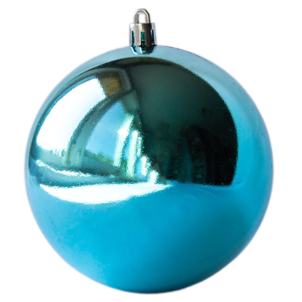 Ялинкова іграшка - куля, D10 см, бірюзова, глянець, пластик (890940)