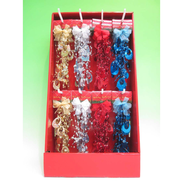 Новорічна прикраса - підвісне намисто, 20 см, синій, пластик (001668-4)