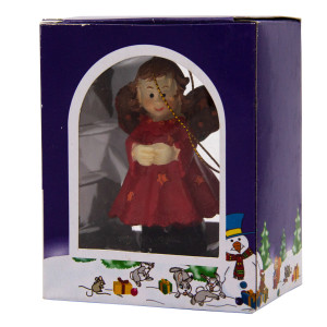 Новорічна ялинкова іграшка - фігурка Янгол, 9 см, червоний, полістоун (000180-1)