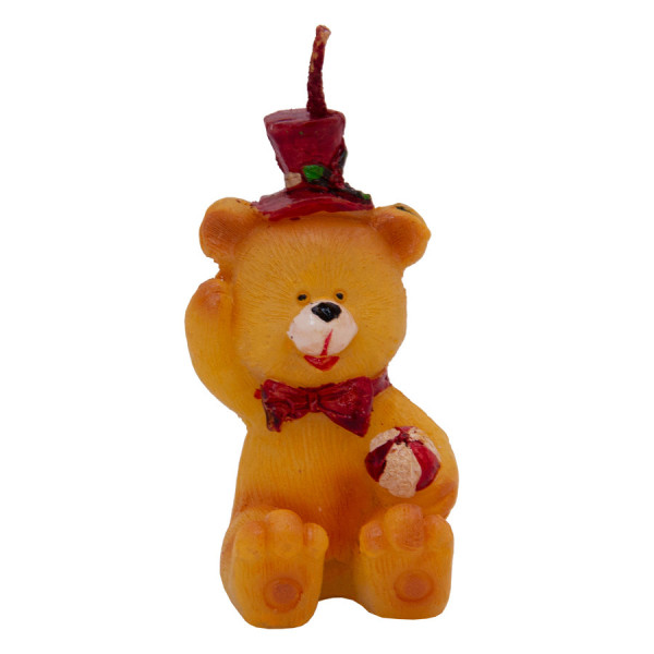 Свічка - Ведмедик з м'ячем, 7,7 см, бежевий, парафін (441105-1)