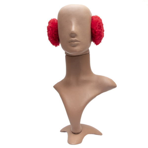 Хутряні навушники дитячі, теплі з еко хутра, 13x11.5x10,5 см, червоні (240103)