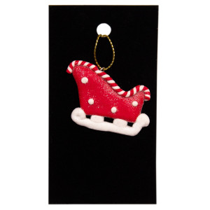 Новорічна ялинкова іграшка - фігурка Санки, 6 см, червоний, пластик (001040-3)