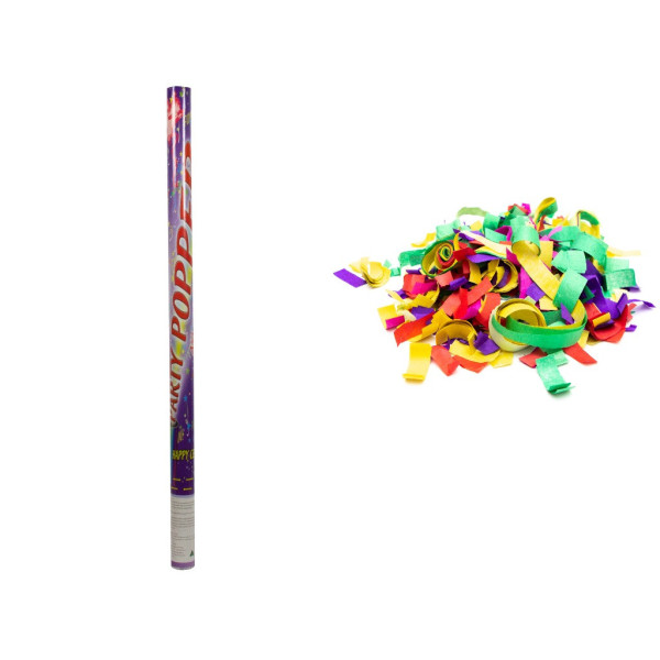 Хлопавка пневматична, 100 см, різнокольорові паперові фрісбі (400249)