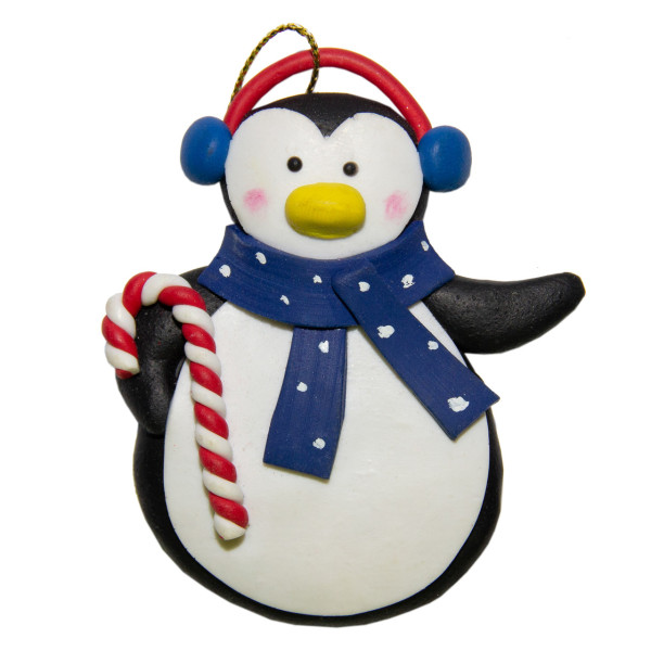 Новорічна ялинкова іграшка - фігурка Пінгвін, 8 см, білий, полістоун (000654-3)