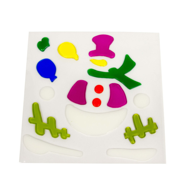 Новорічна прикраса - наліпка на вікно сніговик без обличчя, 18x18 см, різнокольоровий, силікон (000906-6)