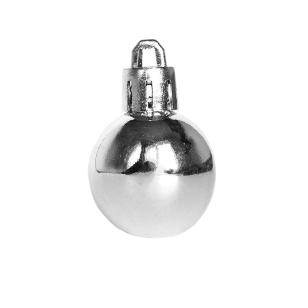 Набір ялинкових іграшок - міні-кулі, 16 шт, D2,5 см, сріблястий, глянець, пластик (890575)