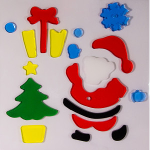 Новорічна прикраса - наліпка на вікно Санта (Дід Мороз), 20x20 см, різнокольоровий, термопластична резина (160388-2)