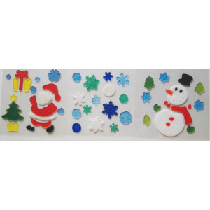 Новорічна прикраса - наліпка на вікно Санта (Дід Мороз), 20x20 см, різнокольоровий, термопластична резина (160388-2)