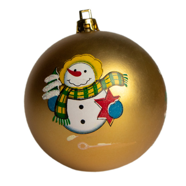 Уцінка. Набір ялинкових іграшок - кулі, 6 шт, D8 см, золотистий з малюнком, пластик (030361-2)
